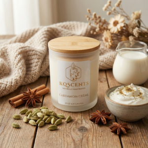 10 oz candle in the scent Cardamom Crème