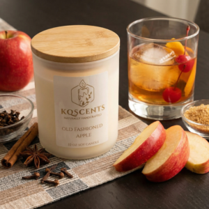 10 oz candle in the scent Old Fashioned Apple