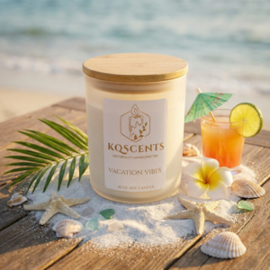 10 Oz candle in the scent Vacation Vibes