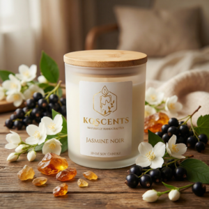 10 oz candle in the scent Jasmine Noir