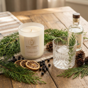 10 Oz candle in the scent Cypress Neat