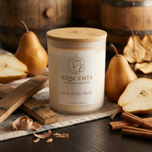 10 Oz candle in the scent Cask-Aged Pear