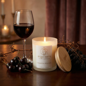 10 oz candle in the scent Crimson Reserve