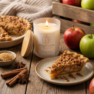 10 oz candle in the scent Dutch Apple