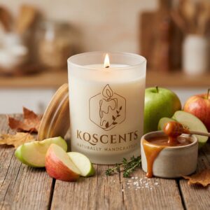 10 Oz candle in the scent Caramel Apple