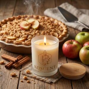 10 oz candle in the scent Dutch Apple