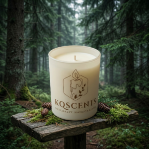 10 oz candle in the scent Evergreen Trail