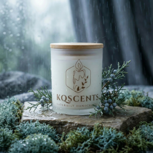 10 oz candle in the scent Rainshadow