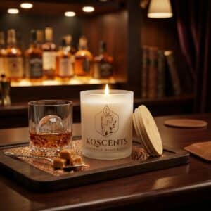 10 oz candle in the scent Boozy Butterscotch