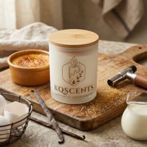 10 oz candle in the scent Creme Brul&eacute;e