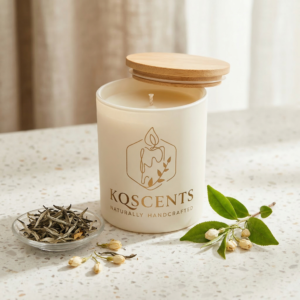 10 Oz candle in the scent White Tea