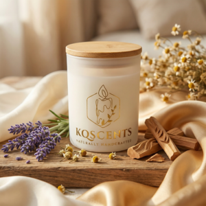 10 oz candle in the scent Sandal & Silk